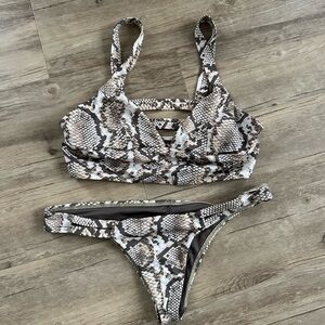 Roberto Cavalli Snake Print Bikini - Brown and Cream